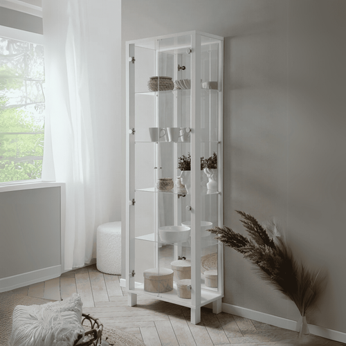 Vitrine 2 Portes Et 4 Étagères En Verre L62 X H189 Cm