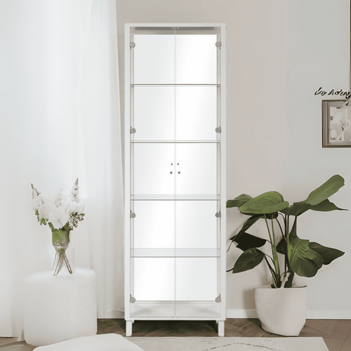 Vitrine 2 Portes Et 4 Étagères En Verre L62 X H189 Cm