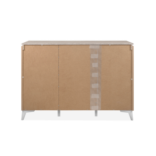 Commode 2 Portes Et 3 Tiroirs Décor Travertin Et Blanc L133cm