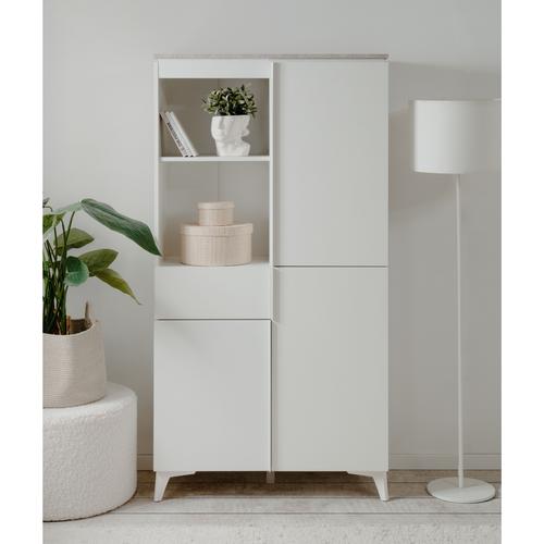 Buffet Haut 3 Portes, 3 Étagères, 1 Tiroir, Et 2 Niches L88cm