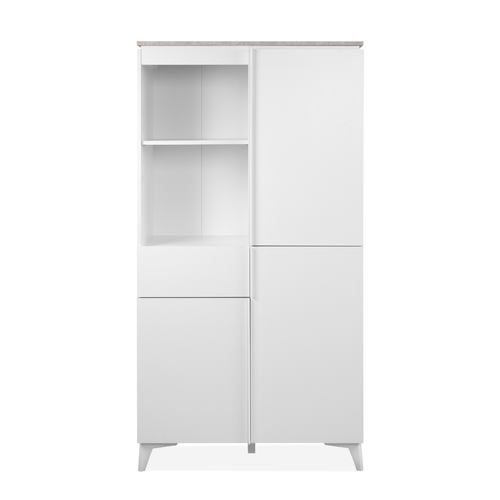 Buffet Haut 3 Portes, 3 Étagères, 1 Tiroir, Et 2 Niches L88cm