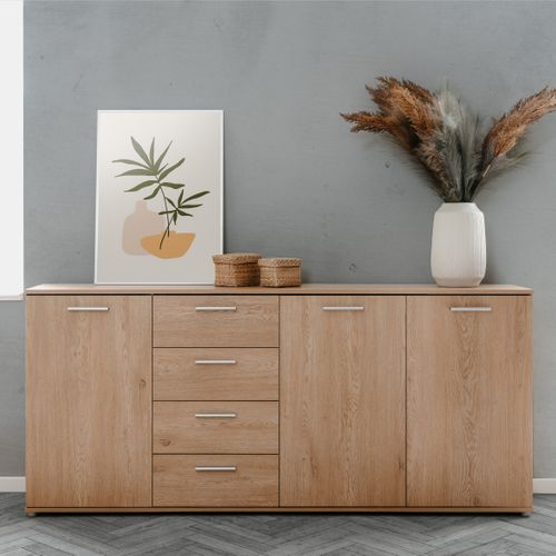 Buffet 3P/4T L. 190 cm TOLEDO Imitation chêne