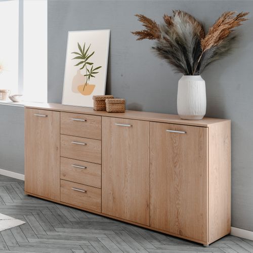 Buffet 3P/4T L. 190 cm TOLEDO Imitation chêne