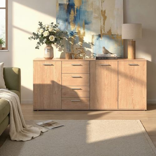 Buffet 3P/4T L. 190 cm TOLEDO Imitation chêne