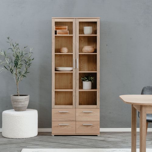 Vitrine 2P/4T TOLEDO Imitation chêne