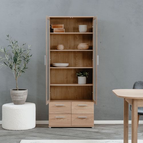 Vitrine 2P/4T TOLEDO Imitation chêne