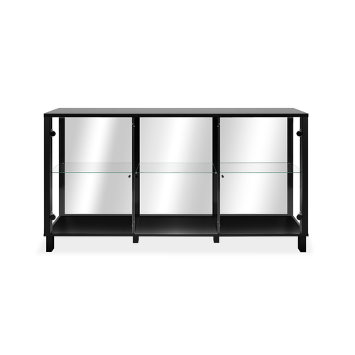 Buffet 3 Portes Vitrées Et 3 Étagères En Verre L160cm