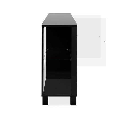 Buffet 3 Portes Vitrées Et 3 Étagères En Verre L160cm