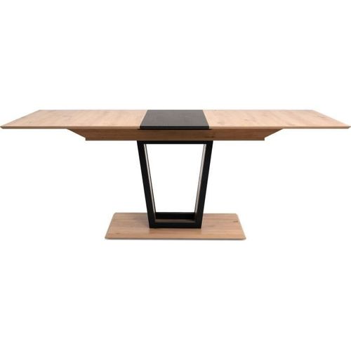 Table Extensible Soria - Rectangulaire - 10 Personnes - 160/200 X 76 X 90 Cm - Noir / Chêne Artisan