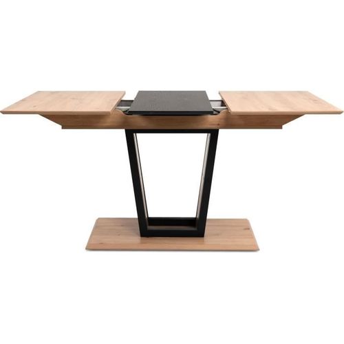 Table Extensible Soria - Rectangulaire - 10 Personnes - 160/200 X 76 X 90 Cm - Noir / Chêne Artisan