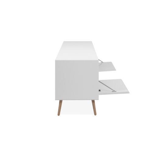 Meuble TV L.160 cm CLEM Imitation chêne et blanc