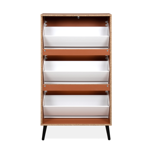 Armoire à Chaussures 3 Abattants Et 2 Compartiments Par Abattant L70cm