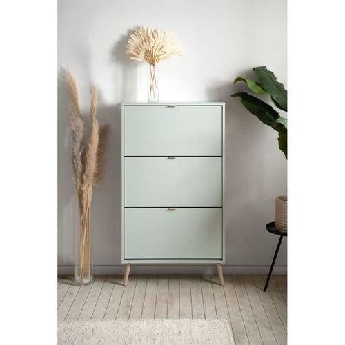 Meuble à Chaussures - Vigo 49a - Vert Pastel - Pieds En Bois Massif - 70 X 24 X 125 Cm