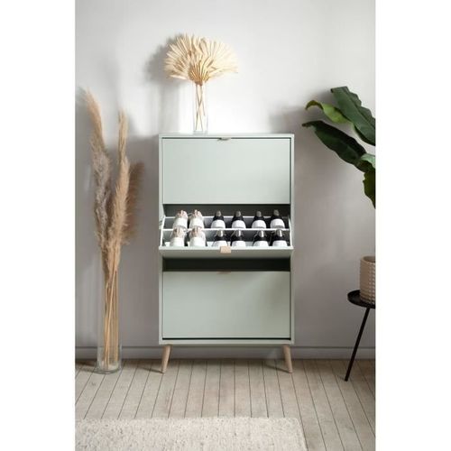 Meuble à Chaussures - Vigo 49a - Vert Pastel - Pieds En Bois Massif - 70 X 24 X 125 Cm