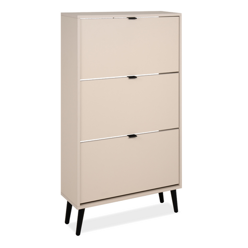 Meuble à Chaussures - Vigo 49a - Sable - Pieds En Bois Massif - 70 X 24 X 125 Cm