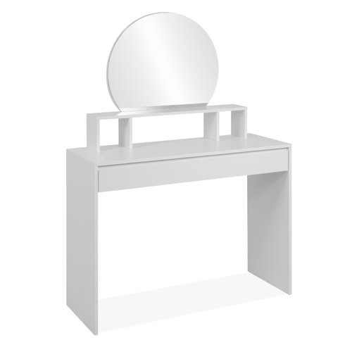 Coiffeuse 1 Miroir Arrondi 3 Niches Supérieures 1 Grand Tiroir L100cm