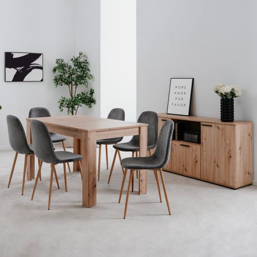 LOT BUFFET + TABLE PANAMA Imitation chêne