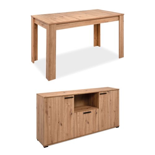 LOT BUFFET + TABLE PANAMA Imitation chêne