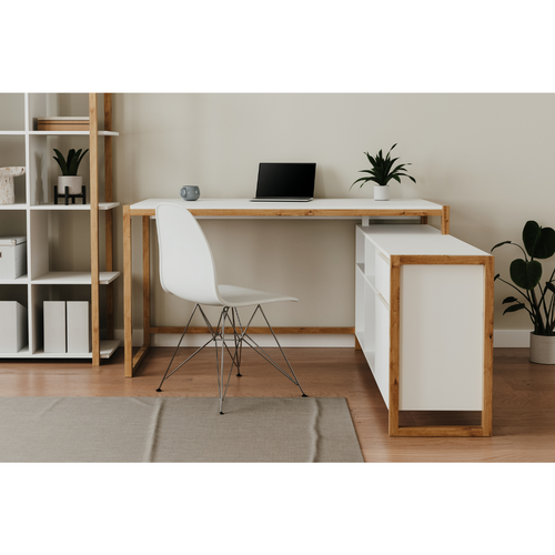 Bureau 4 Niches, 1 Porte Et 1 Tiroir L139 Cm