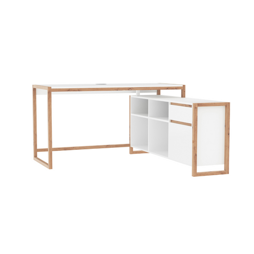 Bureau 4 Niches, 1 Porte Et 1 Tiroir L139 Cm