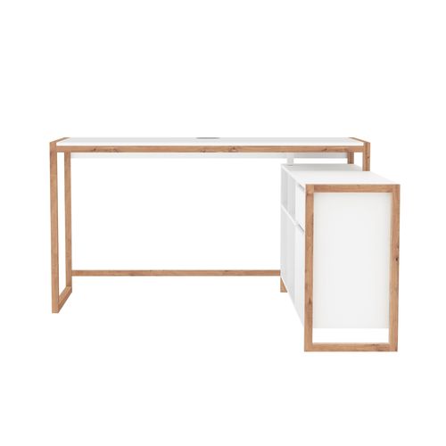 Bureau d'angle MAELYS imitation chêne et blanc