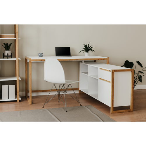 Bureau 4 Niches, 1 Porte Et 1 Tiroir L139 Cm
