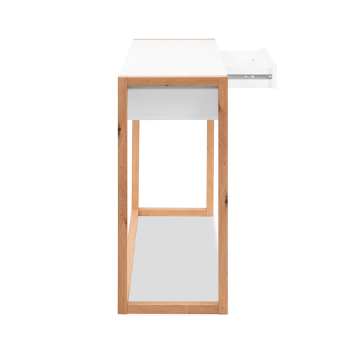 Console 2 Tiroirs Décor Blanc Et Chêne L100 Cm