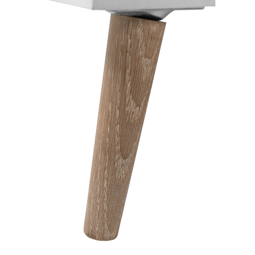 Buffet Haut 2 Portes, 2 Niches, 1 Tiroir Décor Blanc Et Chêne H155 Cm