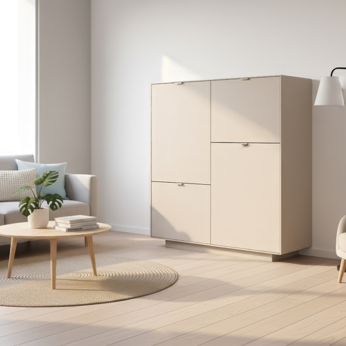 Buffet Haut 4 Portes Beige L187 Cm