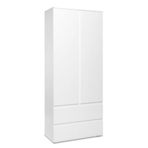 Armoire 2 portes 2 tiroirs L. 80 cm LUMIA blanc
