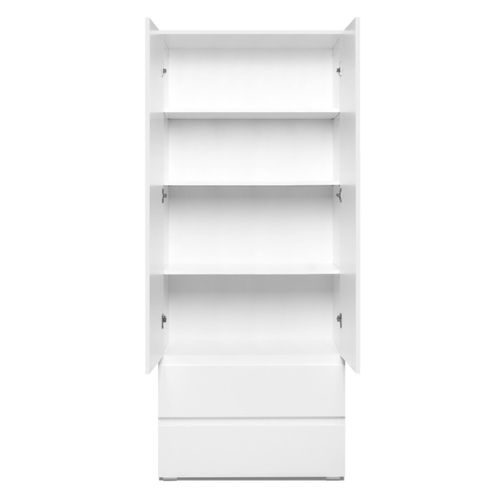 Armoire 2 portes 2 tiroirs L. 80 cm LUMIA blanc