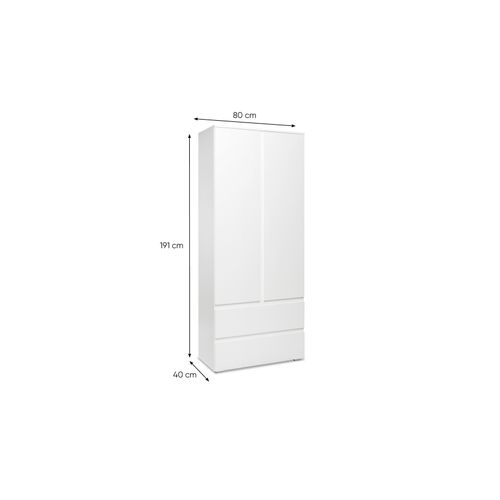 Armoire 2 portes 2 tiroirs L. 80 cm LUMIA blanc