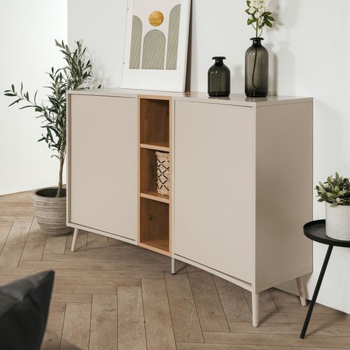 Buffet 2 Portes 3 Niches Sable/effet Bois Sinop
