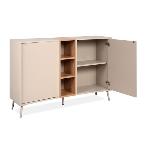 Buffet 2 Portes 3 Niches Sable/effet Bois Sinop