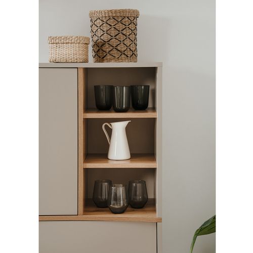 Buffet Haut 2 Portes 6 Niches Sable/effet Bois Sinop