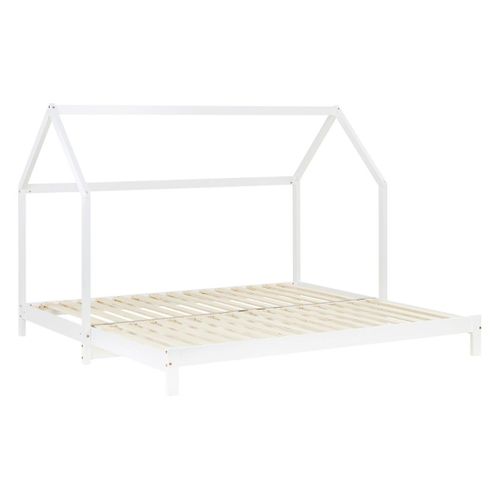 Lit Cabane Enfant 90x200 Cm En Blanc - Transformable Et Pratique