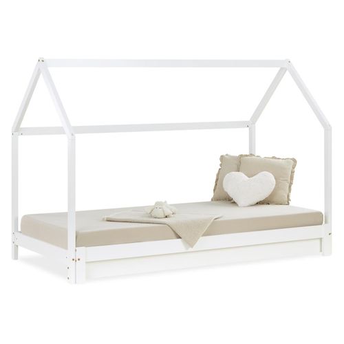 Lit Cabane Enfant 90x200 Cm En Blanc - Transformable Et Pratique