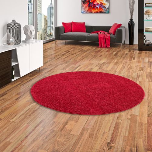 Tapis à Poils Longs Mona Rond 133cm Rouge