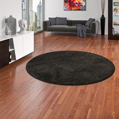 Tapis à Poils Longs Mona Rond 200cm Noir