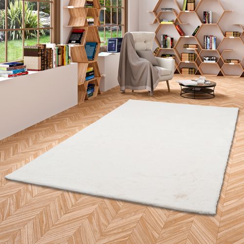 Tapis En Fourrure Plush 160x230cm Blanc