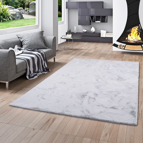 Tapis En Fourrure Plush 140x180cm Gris Clair