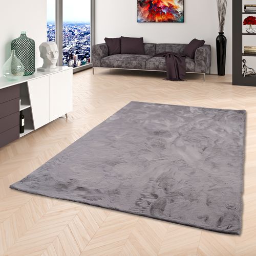Tapis En Fourrure Plush 120x170cm Gris