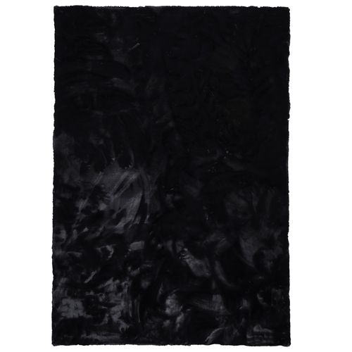 Tapis En Fourrure Plush 90x160cm Noir