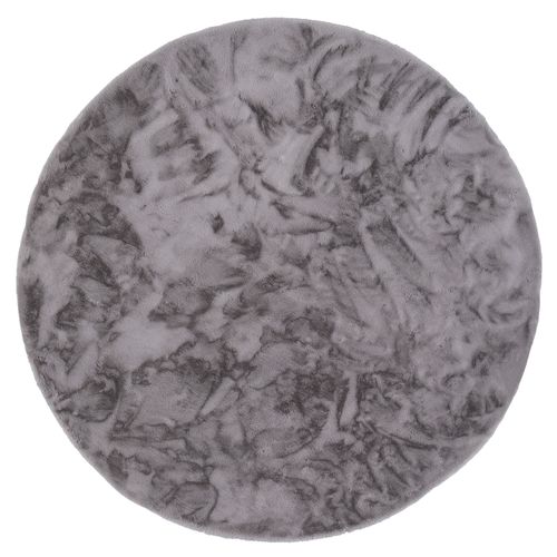 Tapis En Fourrure Plush Rond 120cm Gris