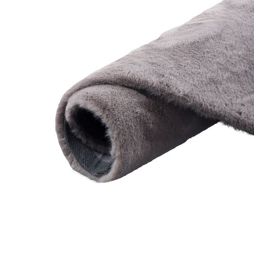 Tapis En Fourrure Plush Rond 160cm Gris