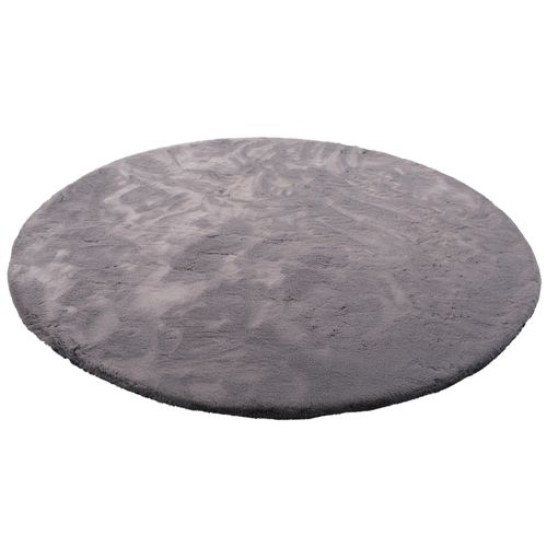 Tapis En Fourrure Plush Rond 160cm Gris