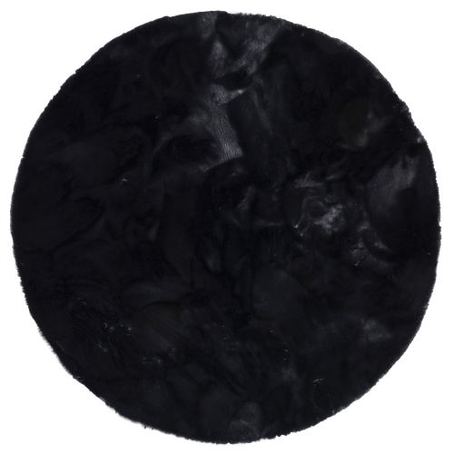 Tapis En Fourrure Plush Rond 80cm Noir