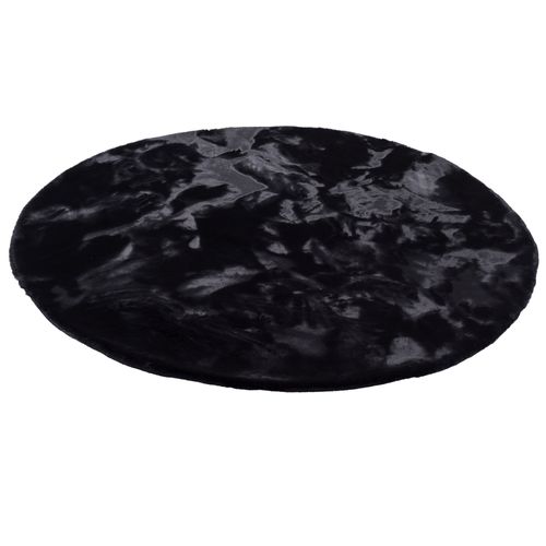 Tapis En Fourrure Plush Rond 80cm Noir