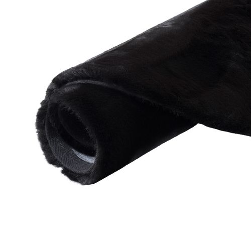 Tapis En Fourrure Plush Rond 160cm Noir
