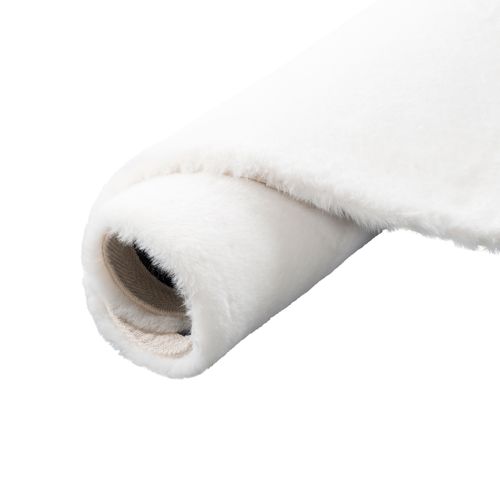 Tapis En Fourrure Plush Rond 80cm Blanc